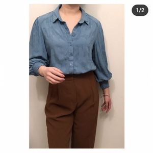 Floral embroidered puff sleeve blouse